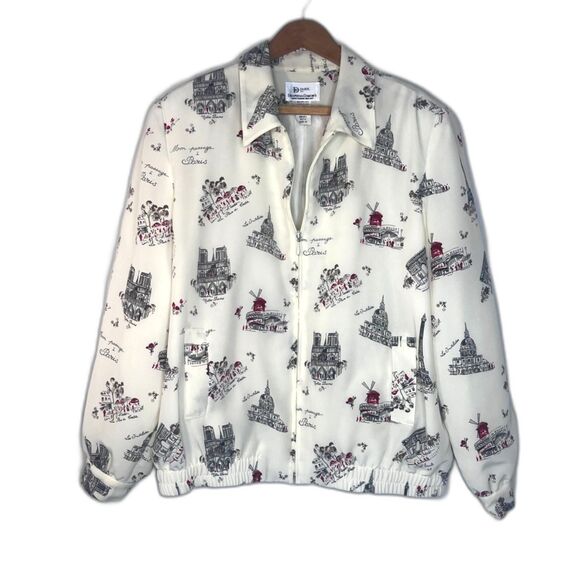 Drapers & Damons VTG Jacket Paris Travel Graphics Zip Up USA Made Novelty SZ 18 - Picture 1 of 11